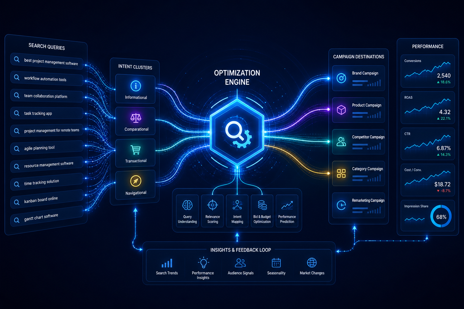 Search intent routing network
